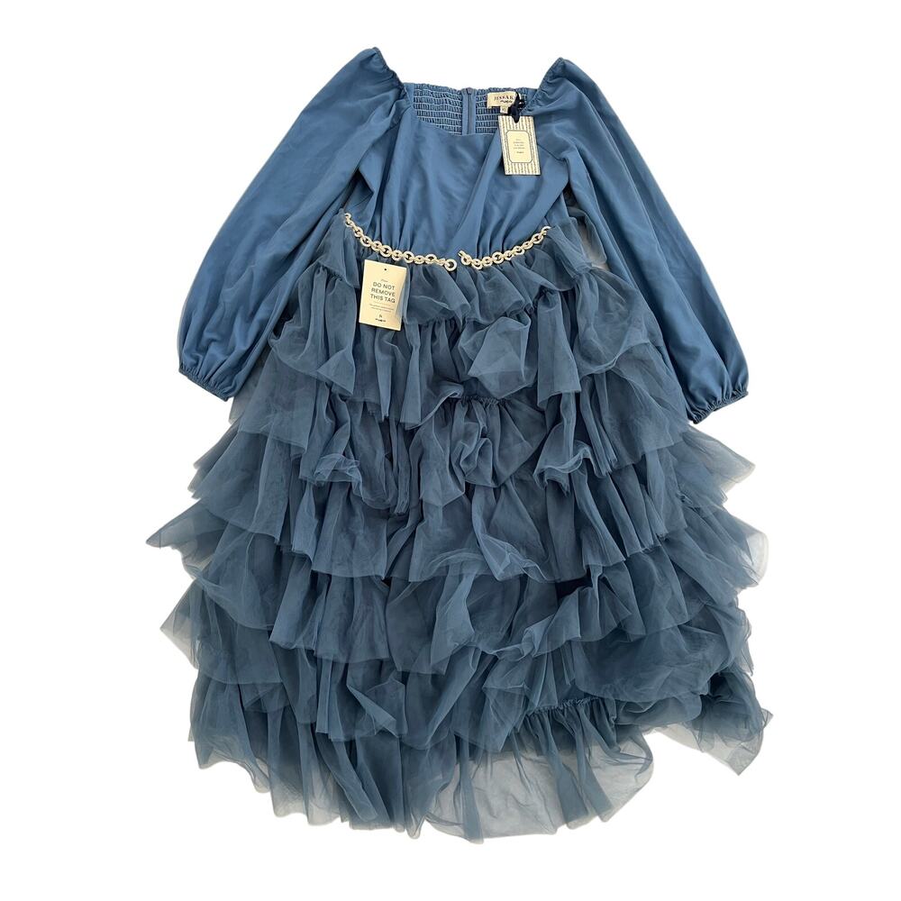 Elegant Blue Ruffled Dress